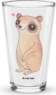 Produktbild von Mr. & Mrs. Panda Glas Plumplori Glücklich - Transparent - Geschenk, Glück, Cocktailglas, Lustige Sprüche, Tumbler, Trinkglas, Bierglas, Niedlich, Wasserglas