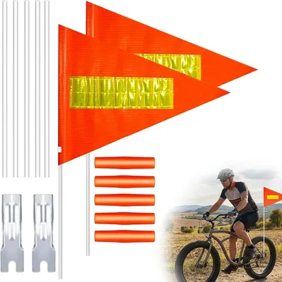 Immagine prodotto di 2 bandierine riflettenti per bicicletta, con altezza regolabile, per aumentare la sicurezza durante la guida