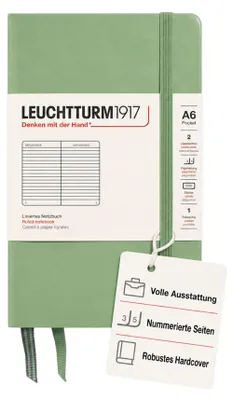 Produktbild von LEUCHTTURM1917 363940 Notizbuch Pocket (A6), Hardcover, 187 nummerierte Seiten, Salbei, Liniert