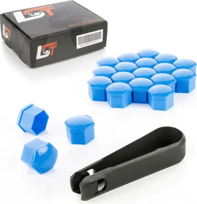Produktbild von 20x Radschrauben Kappen Set 17 mm blau Glanz für JAGUAR DAIMLER MAYBACH MERCEDES