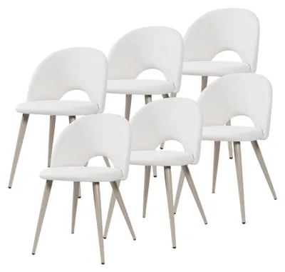 Produktbild von Esszimmerstuhl ’Karijoki’ 6er Set Polsterstühle Webstoff Metallbeine 77 x 50 x 55 cm Beige