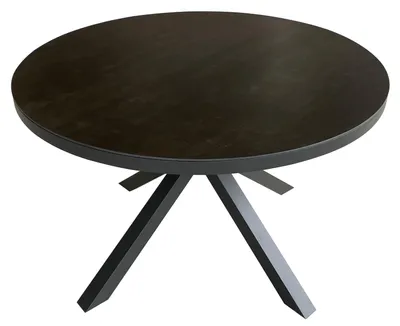 Produktbild von Tisch Malaga - 120 cm rund - gesinterter Stein dunkelgrau - Gestell Kreuz-Form