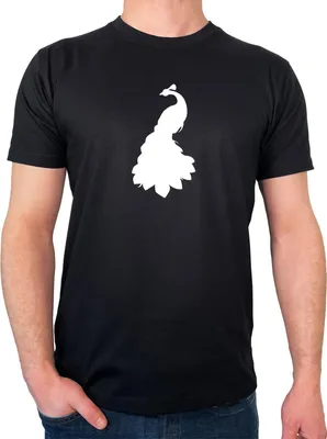 Produktbild von Huuraa Herren T-Shirt Pfau Silhouette L Black Bio Baumwolle Fairtrade Herrenshirt Geschenkidee