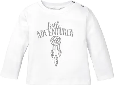 Produktbild von Baby Langarmshirt Traumfänger Aufschrift little Adventure Mädchen Oberteil Baumwolle SpecialMe®  weiß 56/62 (1-3 Monate)
