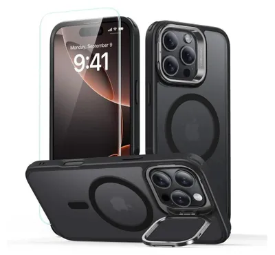 Produktbild von Esr Classic Hybrid Kickstand Halolock Magsafe & gehärtetes Glas Iphone 16 Pro Max Frosted Schwarz