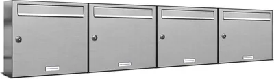Produktbild von 4er Edelstahl Briefkasten Anlage 4 Fach Wandbriefkasten Postkasten
