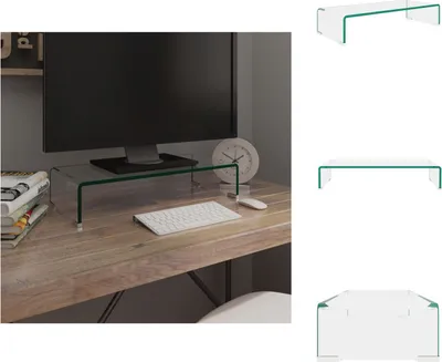 Image de vidaXL Table TV/Relèvement d'écran Verre Transparent 60x25x11 cm - Meuble TV