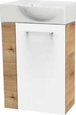 Produktbild von Fackelmann SBC MILANO Gäste WC Set 2-teilig 45 cm, Braun hell/Weiß, rechts, Keramik Hahnloch links