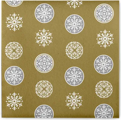 Produktbild von Sovie HOME Weihnachtsserviette Flocons in Gold-Silber aus Linclass® Airlaid 40 x 40 cm, 12 Stück - Eiskristalle Schneeflocken