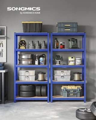 Produktbild von SONGMICS Skladovací regál s 5 nastavitelnými policemi, 180 x 90 x 40 cm, nosnost až 875 kg, regál pro vysoké zatížení, sklepní regál, kovová police, modrý GLR040Q01