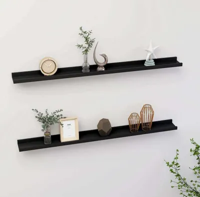 Produktbild von Maison Exclusive - Wandregale 2 Stk. Schwarz 100x9x3 cm