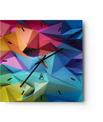 Produktbild von Wanduhr - Quadrat - Glasuhr - Formen futuristisch geometrisch - 40x40cm - Schleichendes Uhrwerk - Lautlos - zum Aufhängen bereit - Dekoration Modern - Wanddekoration aus Glas - C3AC40x40-3027