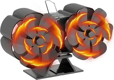Produktbild von Ventilator für Kaminofen mit 12 Blättern Kein Strom Erforderlich Wärmebetriebener Ofenventilator mit Thermometer für Kaminofen Ist Weit Verbreitet in Holzöfen, Gasöfen, Pelletöfen