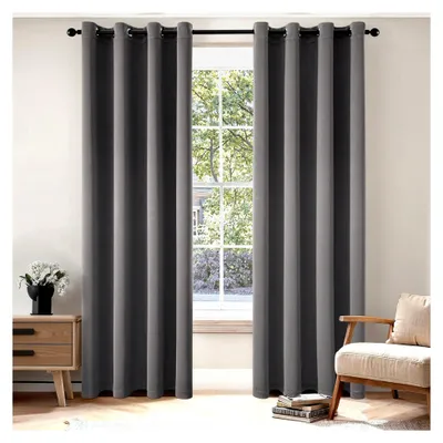 Produktbild von Verdunklungsvorhänge Grau Blickdicht mit Ösen 225 cm Lang Thermovorhang Weiche 2er Set für Wohnzimmer Schlafzimmer