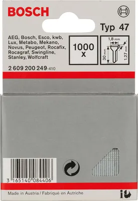 Zdjęcie produktu dla Gwóźdź ze zszywkami typ 47, 1,8 x 1,27 x 30 mm, opakowanie 1000 szt