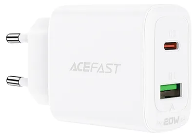 Productafbeelding van Acefast Sneloplader voor stopcontact, USB-C/USB, 20W, PPS, PD, QC3.0, AFC, FCP, wit