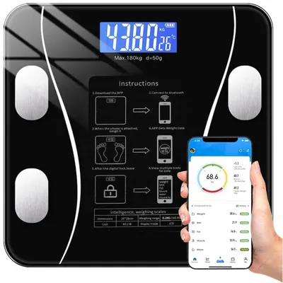 Produktbild von Intelligente Badewaage 180 kg mit Bluetooth und Analyse von 8 Parametern