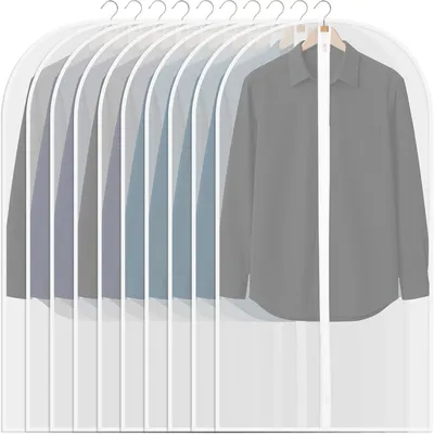 Produktbild von Lange Kleiderbeutel – Set mit 10 Stück – 60 x 100 cm – Verdickte Kleiderhüllen – Kleiderhüllen mit Reißverschluss – Geeignet für Jacken und Kleider