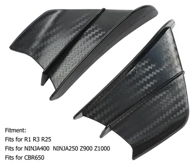Image de 1 paire d'ailettes de moto, ailettes aérodynamiques style fibre de carbone pour NINJA400, NINJA250, Z900 et Z1000