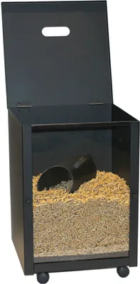 Produktbild von Pelletskorb Pelletsbox mit Glasscheibe Holzkorb Schwarz 30 Kilo Fassungsvermögen