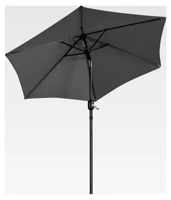 Produktbild von Sonnenschirm 230 cm Marktschirm Gartenschirm Rund Terrassenschirm mit 6 Rippen Kippbar Balkonschirm Sonnenschutz, Grau