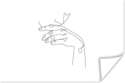 Produktbild von MuchoWow® Poster Strichzeichnung - Gesicht - Hand 180x120 cm - Fotoplakat