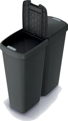 Produktbild von Abfallbehälter Prosperplast COMPACTA Q DUO, 50 l recycelt schwarz mit schwarzem Deckel