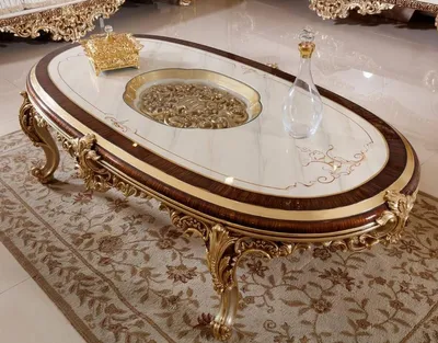 Obrázok produktu pre Casa Padrino luxusný barokový konferenčný stolík biely / hnedý / zlatý - Nádherný obývačkový stolík so sklenenou doskou - Barokový nábytok do obývačky - Noble & Magnificent