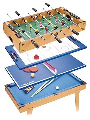 4-in-1 Spieltisch: Tischfußball, Hockey, Tischtennis & Billard