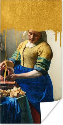 Produktbild von MuchoWow® Poster Milchmädchen - Gold - Alte Meister 60x120 cm - Wandschmuck
