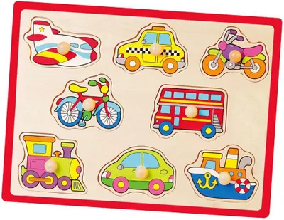 Obrázek produktu pro Dětské dřevěné puzzle s úchyty Viga Vozidla