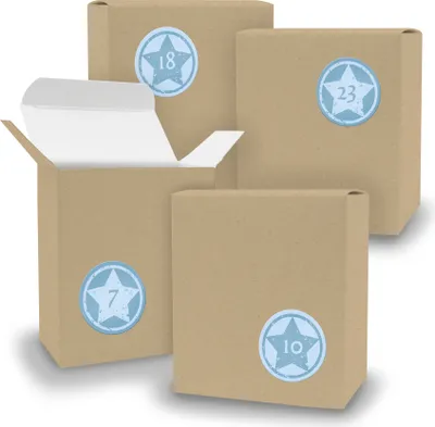 Produktbild von Adventskalender zum Füllen 24x Quader BRAUN + Sticker V08 Z22