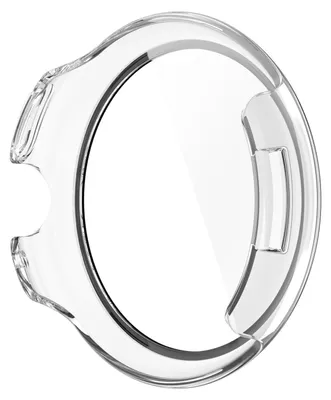 A clear product shot of a transparent watch case.