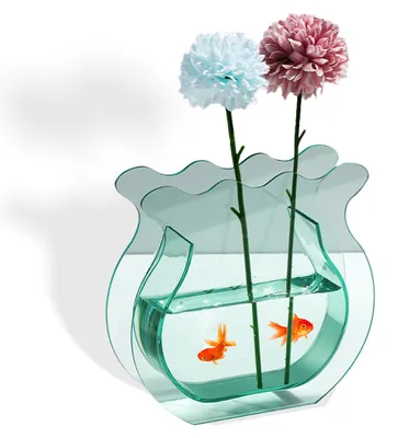 Productafbeelding van Acryl Vaas - Golfvormig Design - 20 x 20 cm - Groen