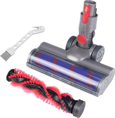 A set of vacuum cleaner attachments, including a brush head, a roller brush, and a cleaning tool, displayed against a white background.