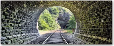 Produktbild von Tulup® Glas-Bild Wandbild aus Glas - 125x50 - Wandkunst - Wandbild hinter gehärtetem Sicherheitsglas - Dekorative Wand für Küche & Wohnzimmer  - Sehenswürdigkeiten & Architektur - Eisenbahntunnel - Grün
