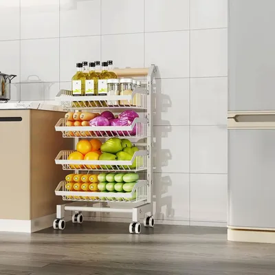 Immagine prodotto di Scaffale da cucina - Scaffale estraibile da 31–49 cm - Cassetto telescopico - 4 ripiani - Acciaio - Bianco