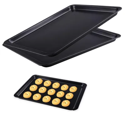 Image de Plaque de cuisson rectangulaire, 37x28 cm, lot de 2, noire