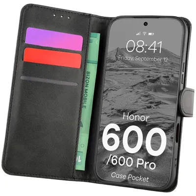 Produktbild von Handyhülle mit Klappe für Honor 600 5G / 600 Pro 5G, Bizon Case Pocket, Schwarz