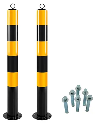 Absperrpfosten-Set, 2 Stück, schwarz-gelb, Ø 76 mm, H 75 cm