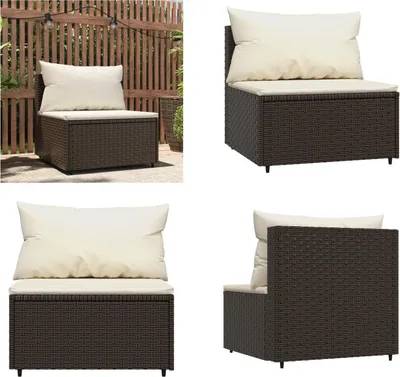 Obrázok produktu pre vidaXL Záhradné centrum Pohovka s vankúšom Brown Poly Rattan - Centrum Pohovka - Centrum Pohovka - Vonkajšia pohovka