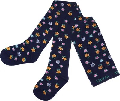 Produktbild von Kinderstrumpfhosen für Mädchen aus Baumwolle Zierlich Marine Größe 98-104