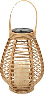Produktbild von Home deco factory Solar Laterne Tischlampe - Solar - Rattan - 26,5 cm - Kerzeneffekt