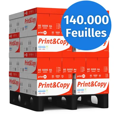 Image de print24 Papier d'impression Papier de copie 140000 feuilles 280 x 500 A4 80 g Premium White  PEFC