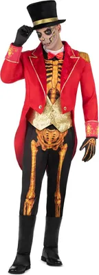 Immagine prodotto di Costume da scheletro da uomo nero/rosso - M