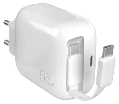 Image de PURO  Chargeur GaN 65W avec câble USB‑C rétractable