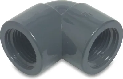Produktbild von Profec Winkel 90° PVC-U Innengewinde x Innengewinde 1 1/4 (5/4) Zoll, 10 bar, grau