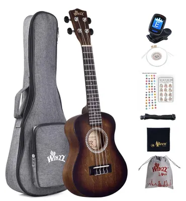 Produktbild von Winzz Ukulele Konzert 23 Zoll Braun, Ukulele Anfänger Set für Erwachsene Kinder, Einzigartiges Farbdesign