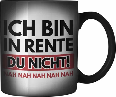 Produktbild von Trendation - Renter Farbwechsel Zauber-Tasse mit Spruch Ruhestand Geschenk Rente Mann Lustig Renteneintritt Abschiedsgeschenk Pension Sprüche (Schwarz)