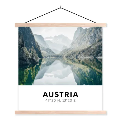 Produktbild von MuchoWow® Textilposter Österreich - See - Berge 60x60 cm mit holzfarbenen Rahmen - Wanddekoration